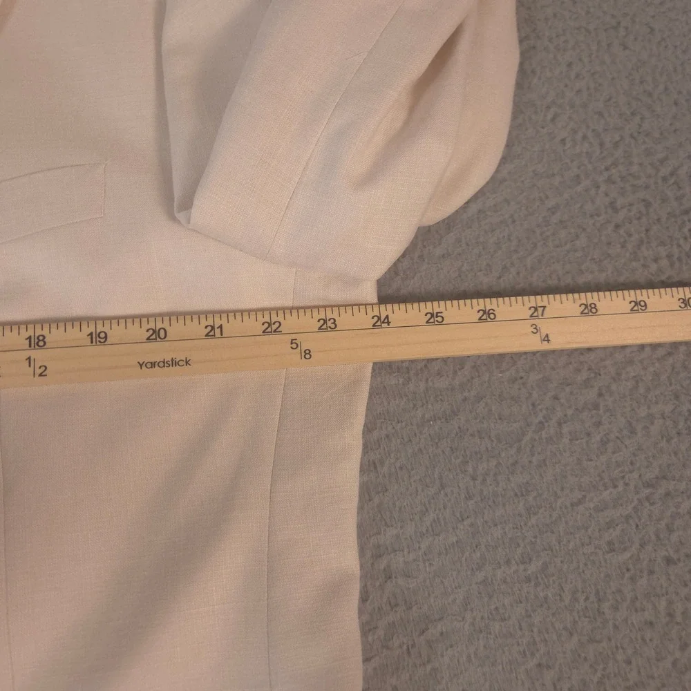 Stafford Blazer Mens 46R Cream Linen Blend Two Button Sport Coat Pocket Square